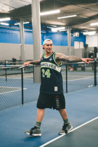 Lofa Tatupu playing pickleball at Side Out Tsunami Seattle.